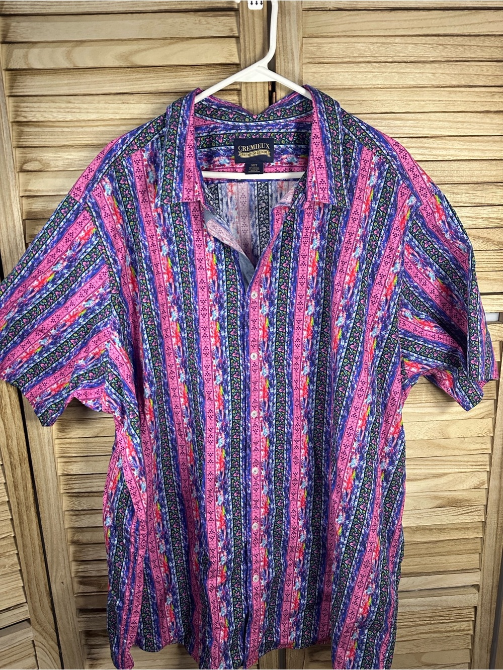 Daniel Cremieux Pink and Blue Patterned Short-Sleeve Button-Down Shirt